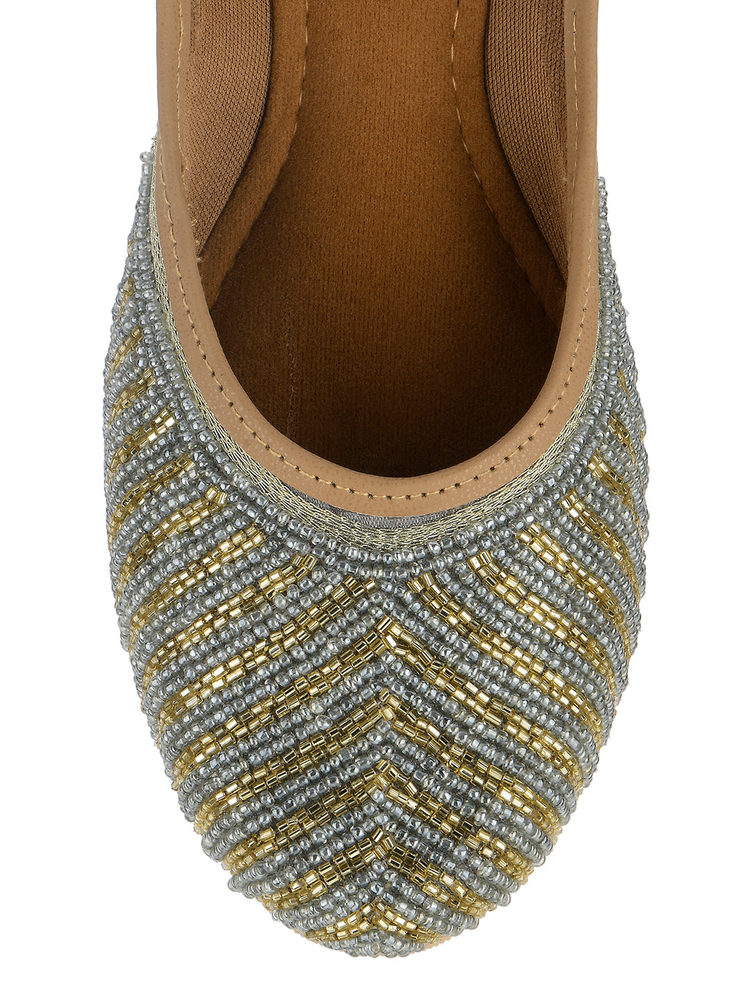 Desi Colour Women Indian Ethnic Footwear-Sleek Pearl-Grey - Distacart