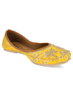Thumbnail for Desi Colour Women Indian Ethnic Footwear-Yellow Dabka - Distacart