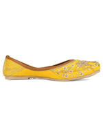 Thumbnail for Desi Colour Women Indian Ethnic Footwear-Yellow Dabka - Distacart