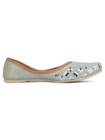 Thumbnail for Desi Colour Women Indian Ethnic Footwear-Mirror Art- Grey - Distacart