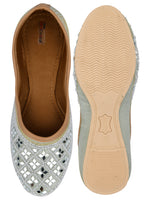 Thumbnail for Desi Colour Women Indian Ethnic Footwear-Mirror Art- Grey - Distacart