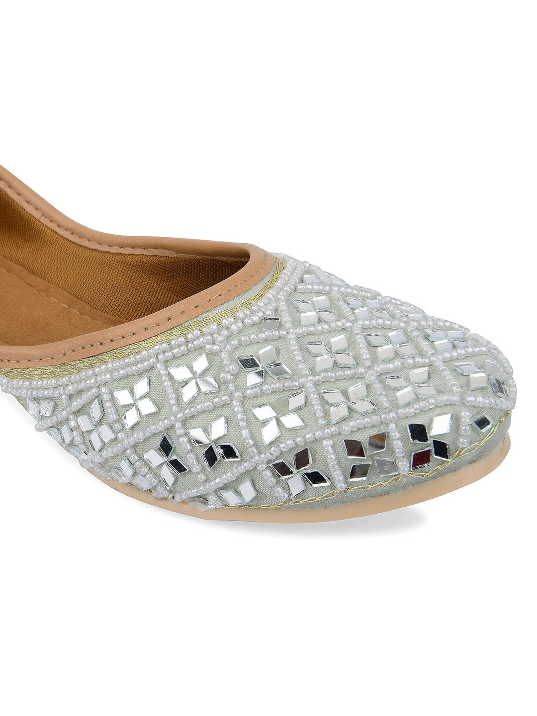 Desi Colour Women Indian Ethnic Footwear-Mirror Art- Grey - Distacart
