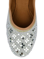 Thumbnail for Desi Colour Women Indian Ethnic Footwear-Mirror Art- Grey - Distacart