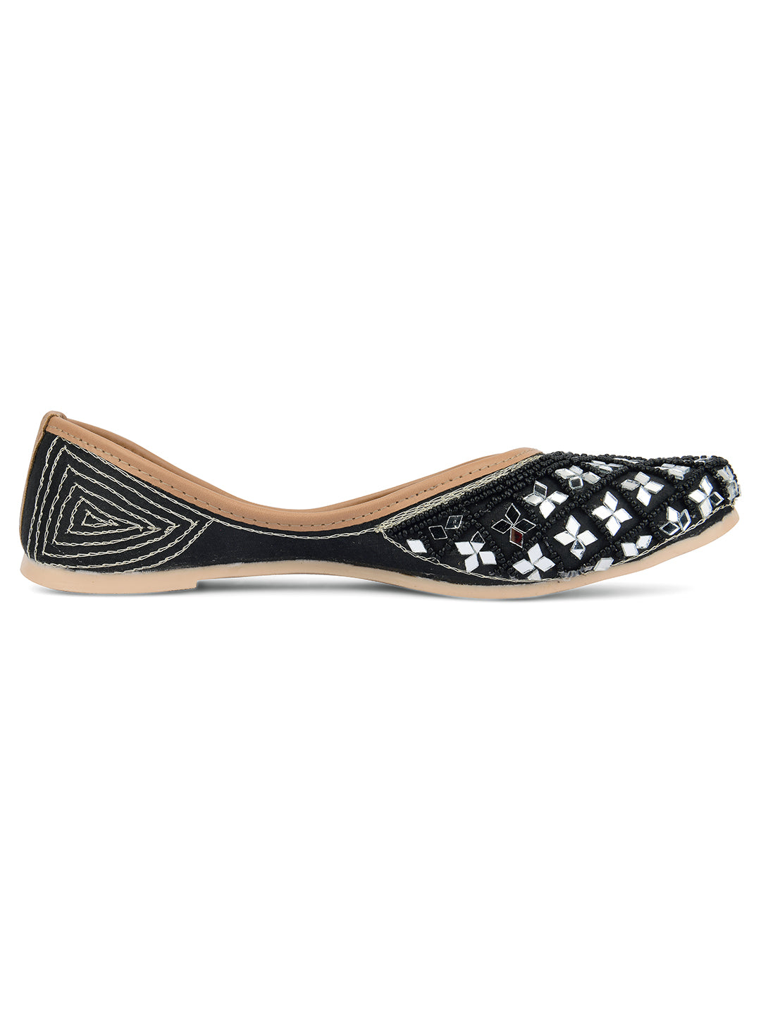 Desi Colour Women Indian Ethnic Footwear-Mirror Art- Black - Distacart