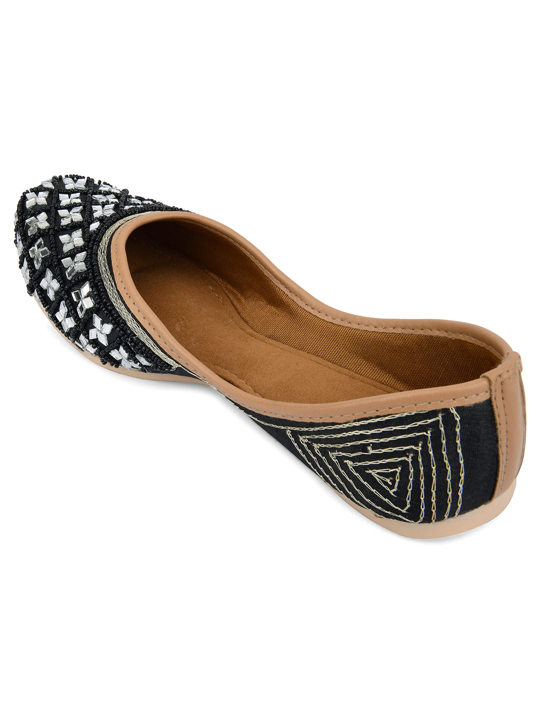 Desi Colour Women Indian Ethnic Footwear-Mirror Art- Black - Distacart