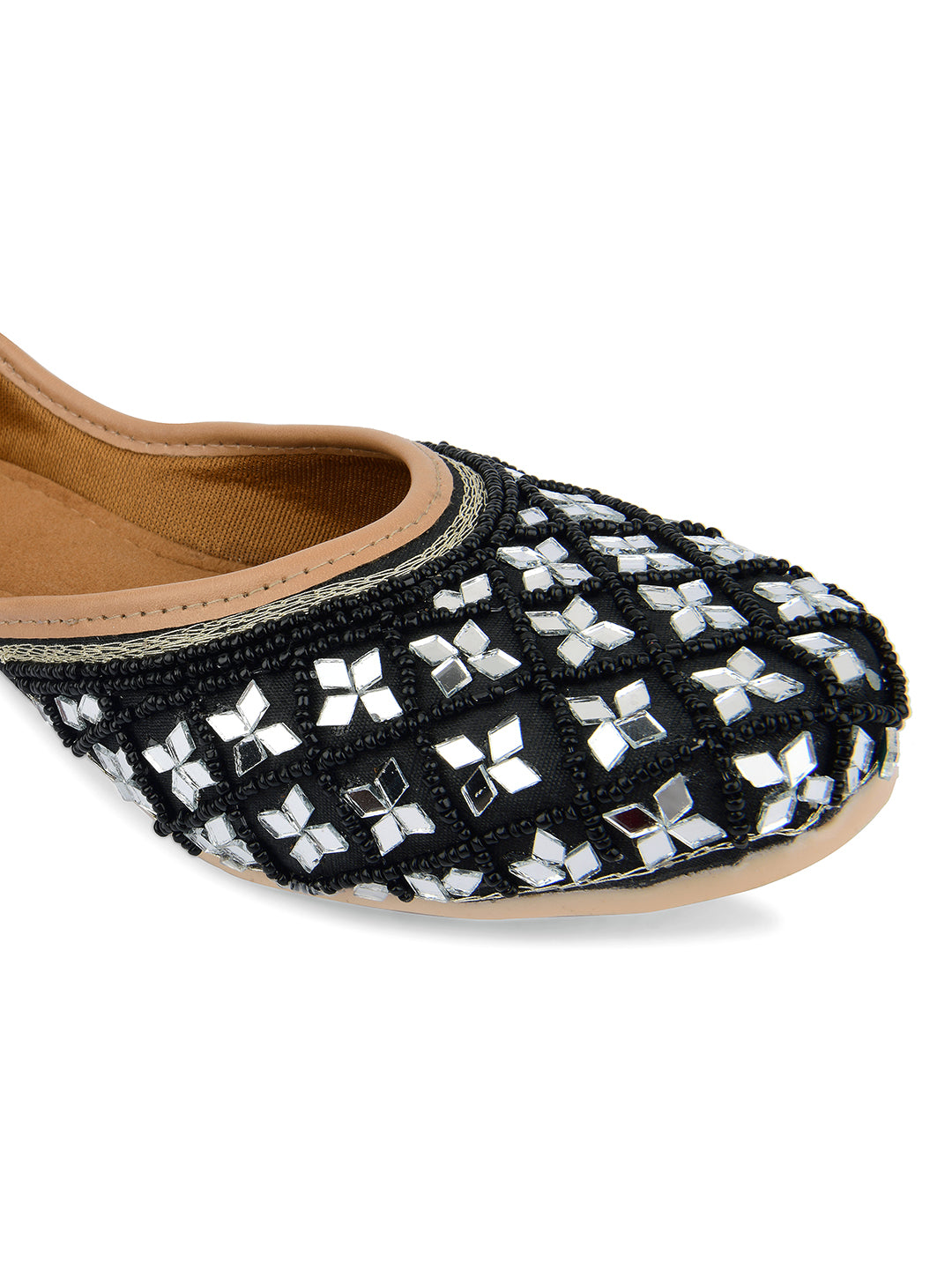 Desi Colour Women Indian Ethnic Footwear-Mirror Art- Black - Distacart