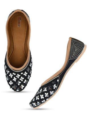 Desi Colour Women Indian Ethnic Footwear-Mirror Art- Black - Distacart