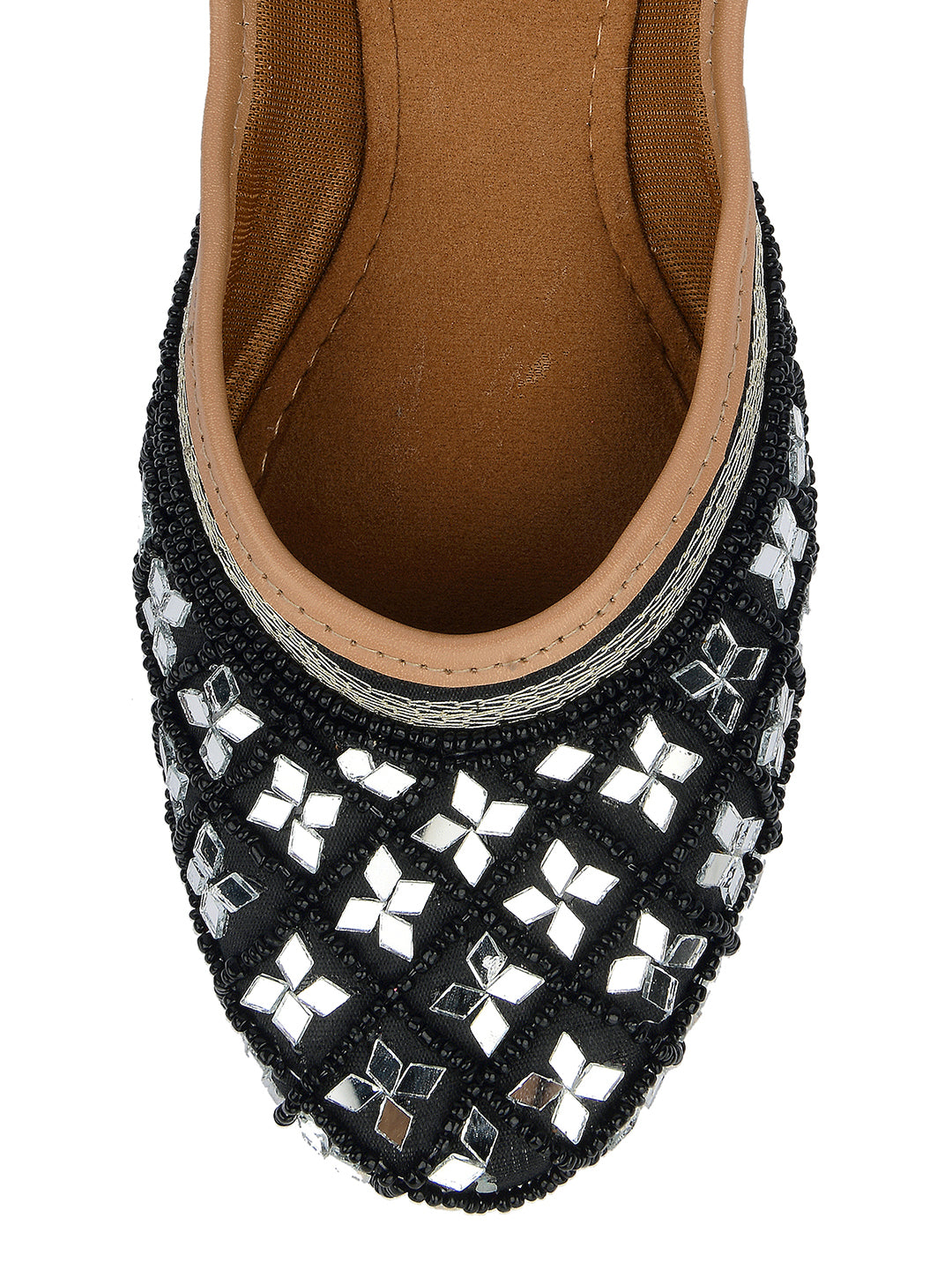 Desi Colour Women Indian Ethnic Footwear-Mirror Art- Black - Distacart