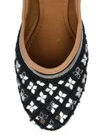 Thumbnail for Desi Colour Women Indian Ethnic Footwear-Mirror Art- Black - Distacart