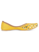 Thumbnail for Desi Colour Women Indian Ethnic Footwear-Mirror Art- Yellow - Distacart