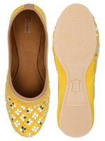 Thumbnail for Desi Colour Women Indian Ethnic Footwear-Mirror Art- Yellow - Distacart