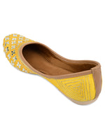 Thumbnail for Desi Colour Women Indian Ethnic Footwear-Mirror Art- Yellow - Distacart