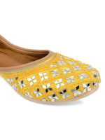 Thumbnail for Desi Colour Women Indian Ethnic Footwear-Mirror Art- Yellow - Distacart