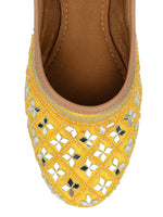 Thumbnail for Desi Colour Women Indian Ethnic Footwear-Mirror Art- Yellow - Distacart