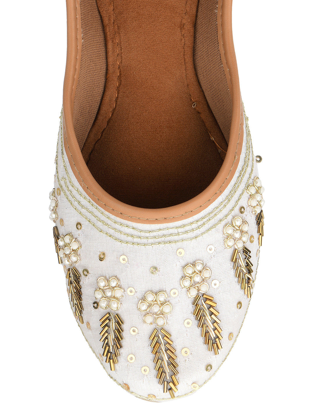 Desi Colour Women Indian Ethnic Footwear-Off white Dabka - Distacart