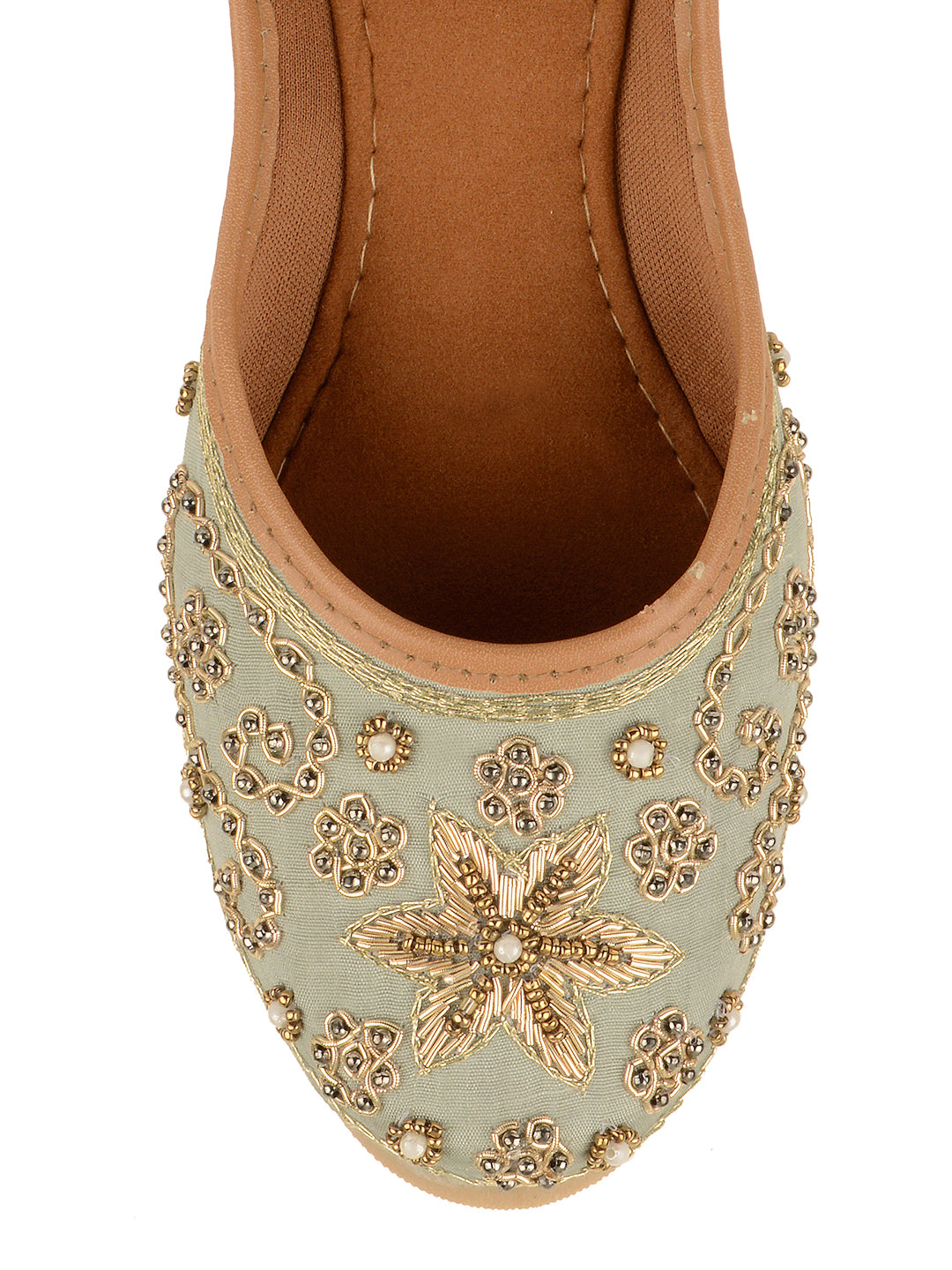 Desi Colour Women Indian Ethnic Footwear-Grey Dabka - Distacart