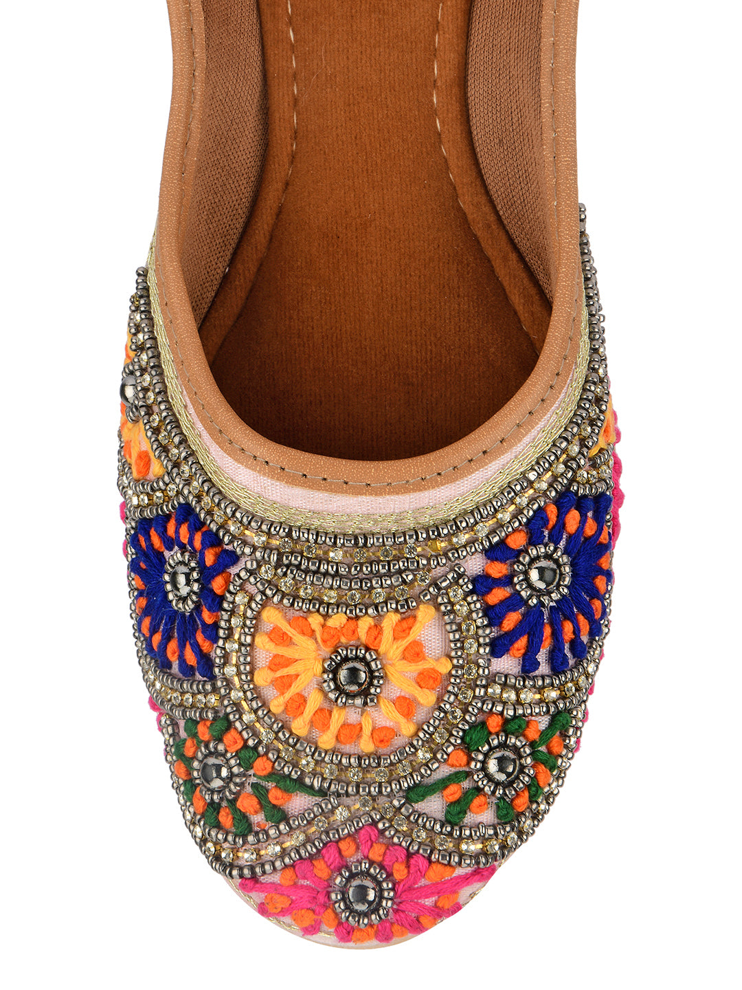 Desi Colour Women Indian Ethnic Footwear-Pink Multi Colour - Distacart