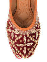 Thumbnail for Desi Colour Women Indian Ethnic Footwear-Velvet Maroon - Distacart