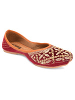 Thumbnail for Desi Colour Women Indian Ethnic Footwear-Velvet Maroon - Distacart