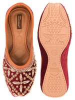 Thumbnail for Desi Colour Women Indian Ethnic Footwear-Velvet Maroon - Distacart