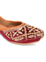 Thumbnail for Desi Colour Women Indian Ethnic Footwear-Velvet Maroon - Distacart