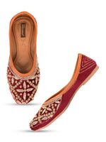 Thumbnail for Desi Colour Women Indian Ethnic Footwear-Velvet Maroon - Distacart