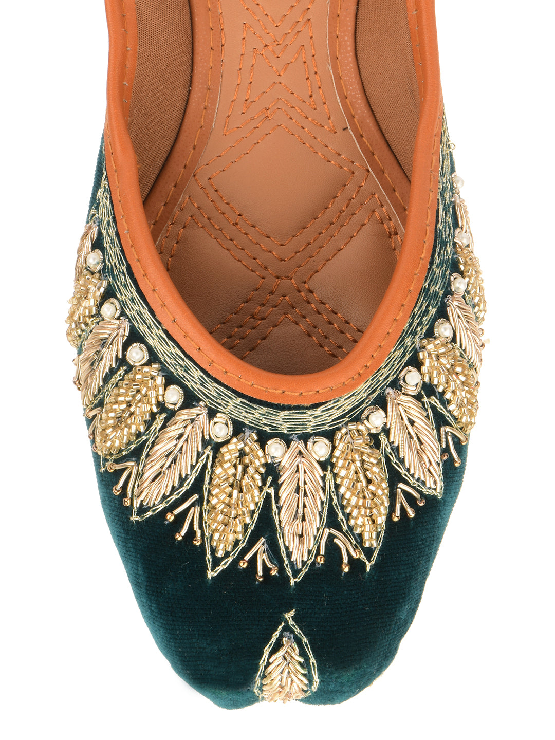 Desi Colour Women Indian Ethnic Footwear-Velvet Green - Distacart