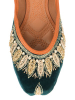 Thumbnail for Desi Colour Women Indian Ethnic Footwear-Velvet Green - Distacart
