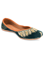 Thumbnail for Desi Colour Women Indian Ethnic Footwear-Velvet Green - Distacart