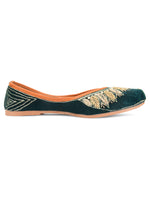 Thumbnail for Desi Colour Women Indian Ethnic Footwear-Velvet Green - Distacart