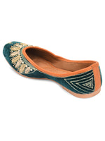 Thumbnail for Desi Colour Women Indian Ethnic Footwear-Velvet Green - Distacart