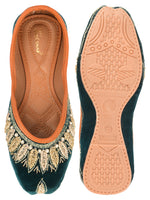 Thumbnail for Desi Colour Women Indian Ethnic Footwear-Velvet Green - Distacart