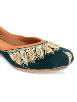Thumbnail for Desi Colour Women Indian Ethnic Footwear-Velvet Green - Distacart