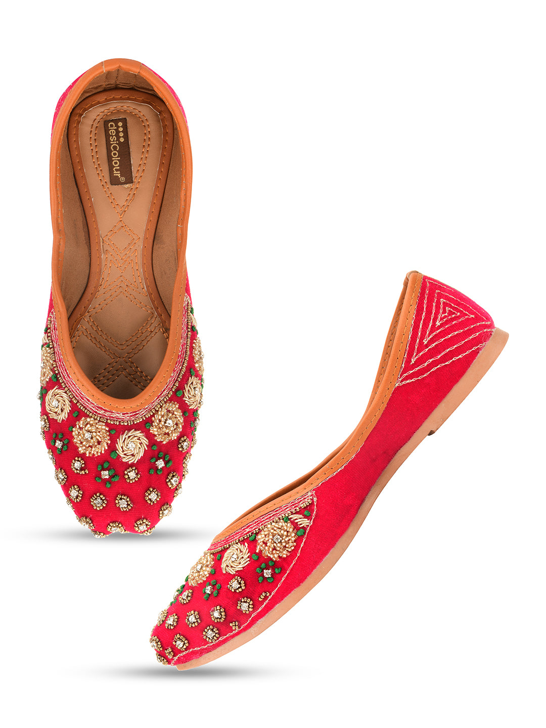 Desi Colour Women Indian Ethnic Footwear-Velvet Pink - Distacart