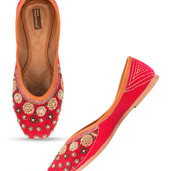 Desi Colour Women Indian Ethnic Footwear-Velvet Pink - Distacart