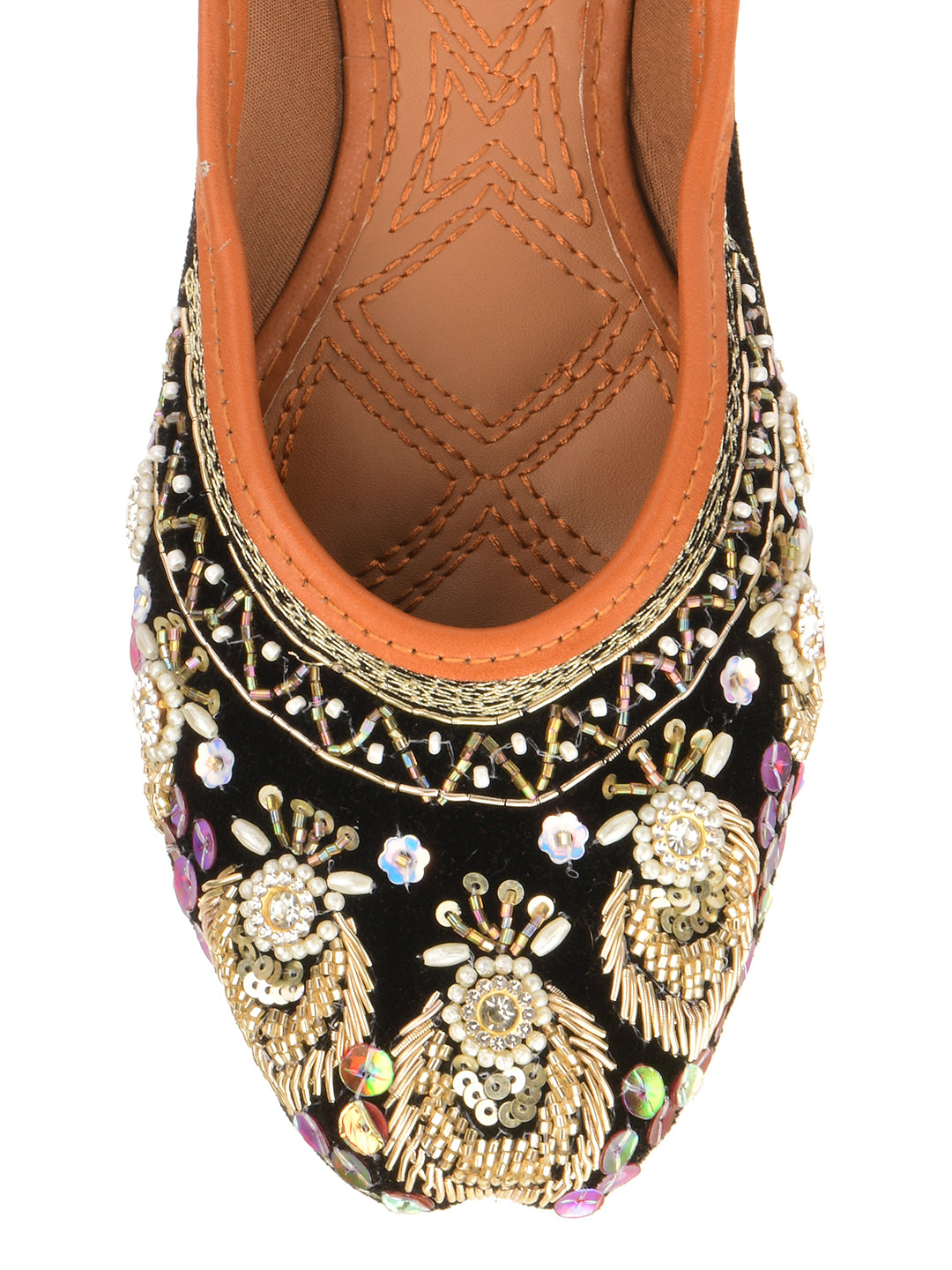 Desi Colour Women Indian Ethnic Footwear-Velvet Black - Distacart