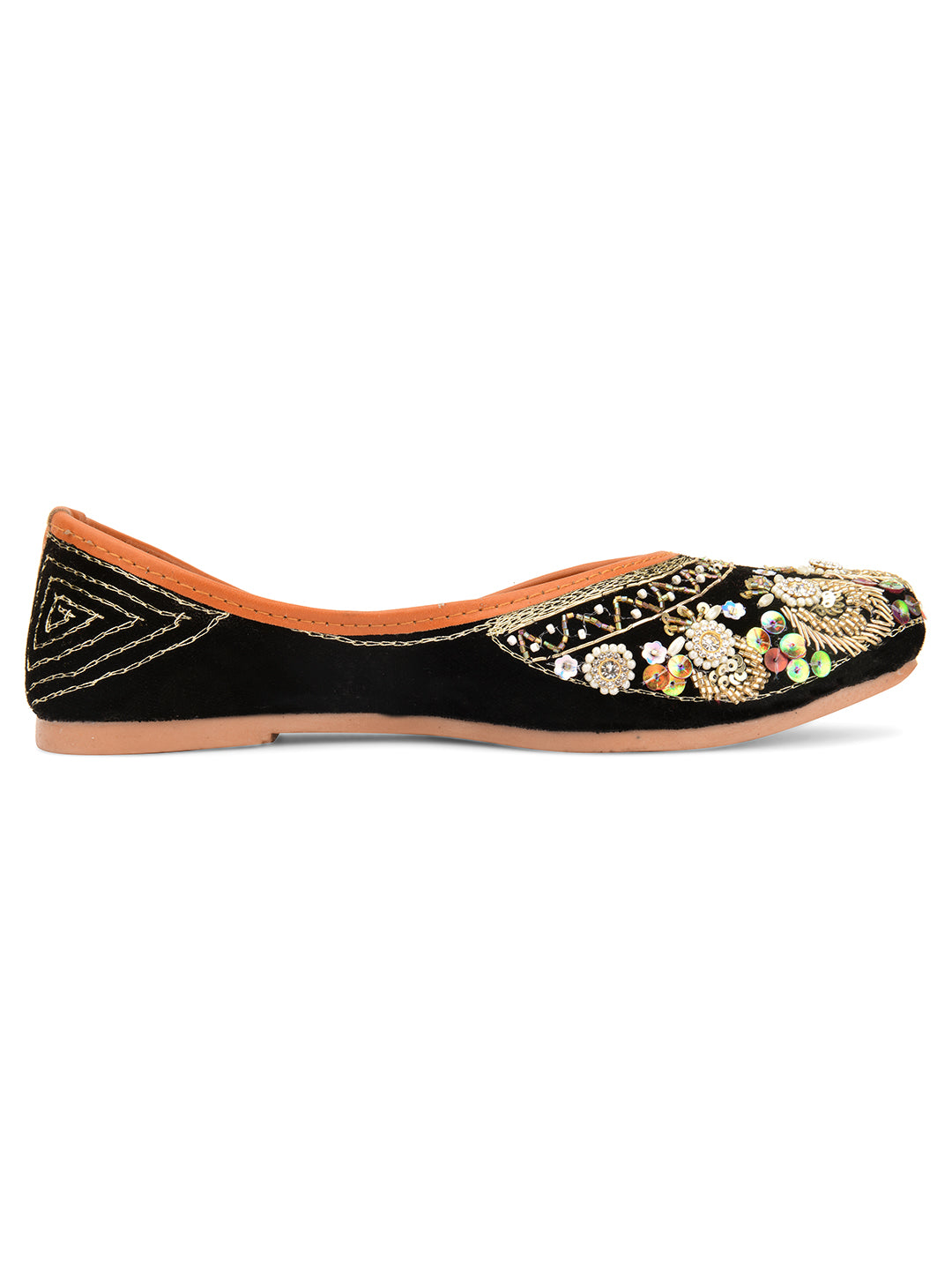 Desi Colour Women Indian Ethnic Footwear-Velvet Black - Distacart