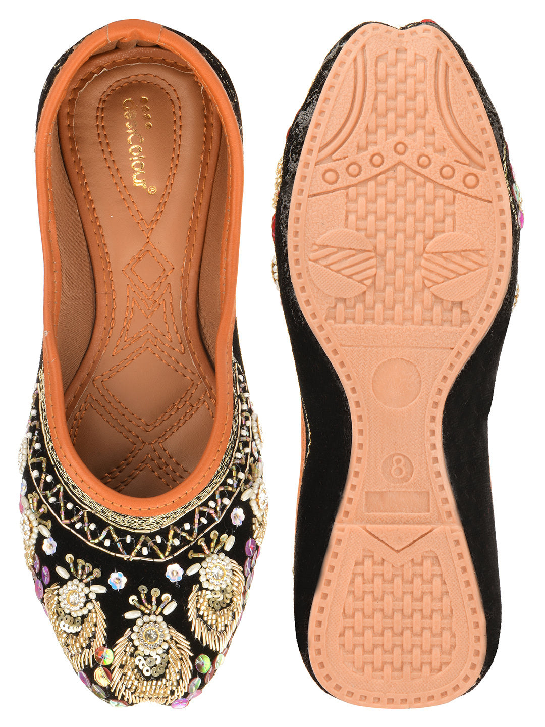 Desi Colour Women Indian Ethnic Footwear-Velvet Black - Distacart
