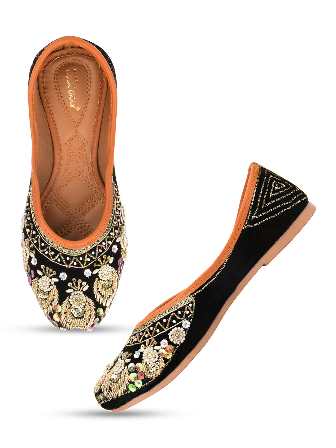 Desi Colour Women Indian Ethnic Footwear-Velvet Black - Distacart