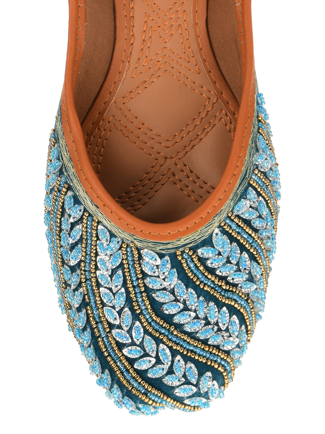 Desi Colour Women Indian Ethnic Footwear-Velvet Teal - Distacart