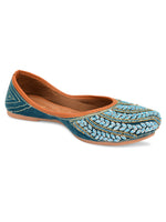Thumbnail for Desi Colour Women Indian Ethnic Footwear-Velvet Teal - Distacart