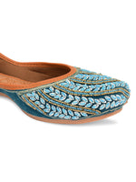 Thumbnail for Desi Colour Women Indian Ethnic Footwear-Velvet Teal - Distacart
