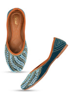 Thumbnail for Desi Colour Women Indian Ethnic Footwear-Velvet Teal - Distacart