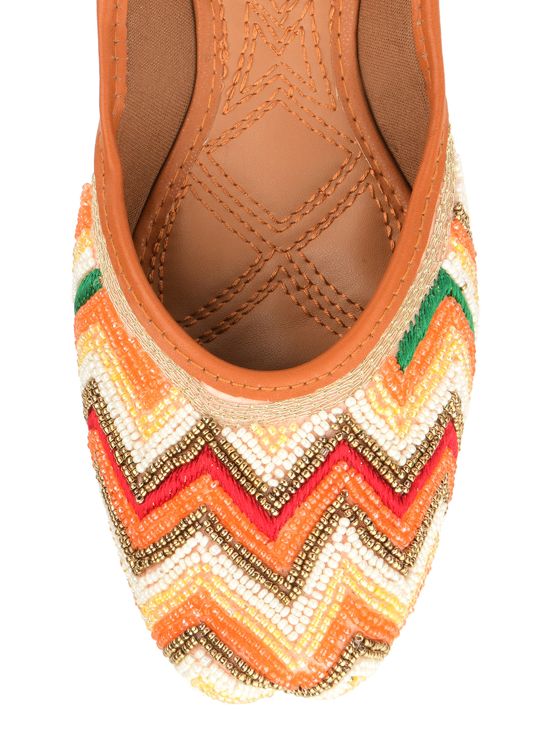 Desi Colour Women Indian Ethnic Footwear-Multi Pearl Chevron - Distacart