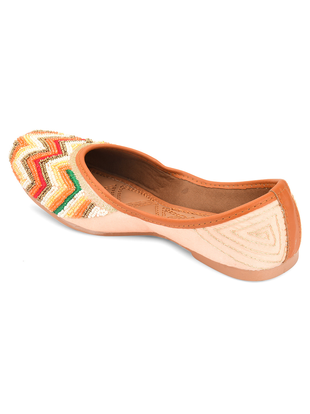 Desi Colour Women Indian Ethnic Footwear-Multi Pearl Chevron - Distacart