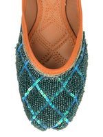 Thumbnail for Desi Colour Women Indian Ethnic Footwear-Teal Pearl - Distacart
