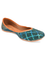 Thumbnail for Desi Colour Women Indian Ethnic Footwear-Teal Pearl - Distacart