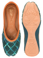 Thumbnail for Desi Colour Women Indian Ethnic Footwear-Teal Pearl - Distacart