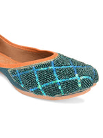 Thumbnail for Desi Colour Women Indian Ethnic Footwear-Teal Pearl - Distacart