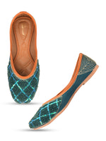 Thumbnail for Desi Colour Women Indian Ethnic Footwear-Teal Pearl - Distacart